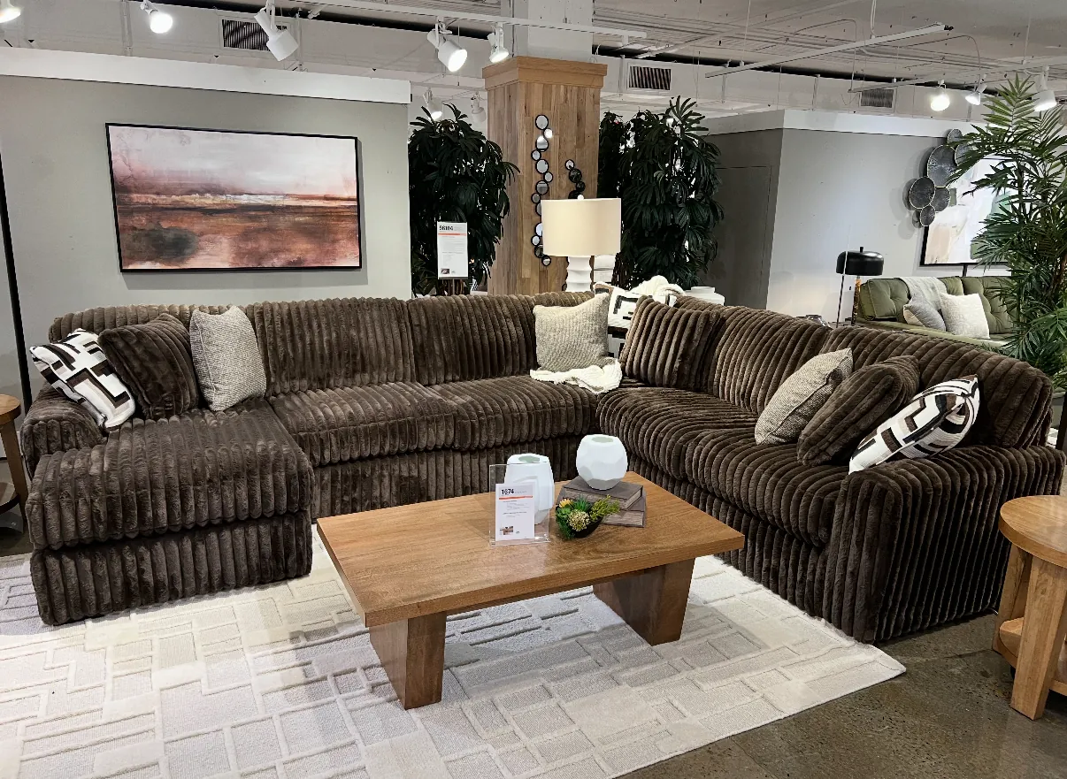 Mocha Cloud Sectional in warm brown plush