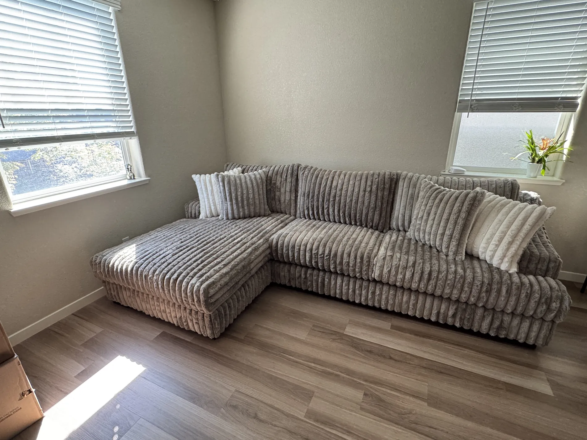 Mocha sectional styled by a window